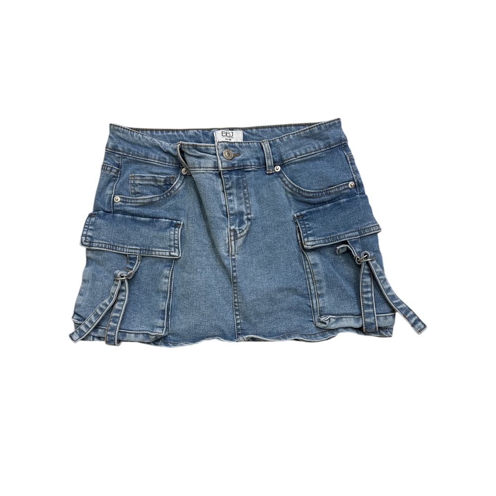 BBJ Los Angeles Denim Cargo Mini Skirt Tie Details Blue Size M